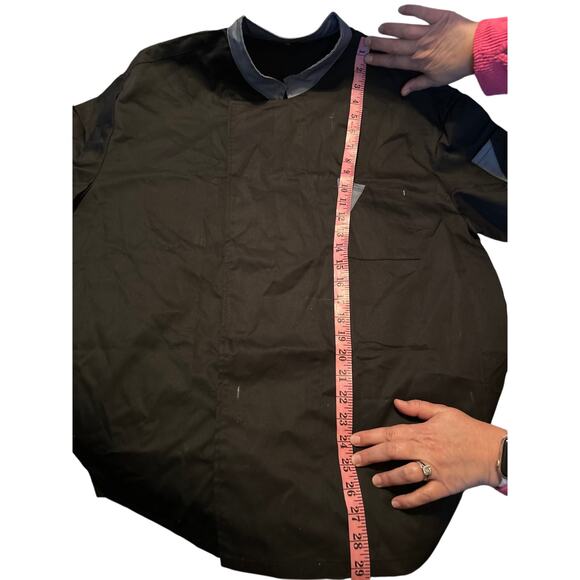 NWOT Unisex Adult Size XL Chef Jacket Short Sleeve Black Gray Snap Front - Picture 5 of 5